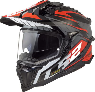 LS2 MX701 Explorer Spire Zwart Titanium Red-06 Adventure Helm - Maat 2XL - Helm