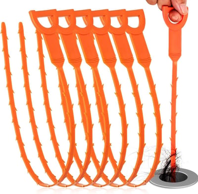 Afvoer Verstopper Verwijderaar - Afvoerontstopper Rioolreiniger - Verstoppingen Oplossen - Flexibele Prikkel Draad - 6 Stuks 50 cm - Oranje