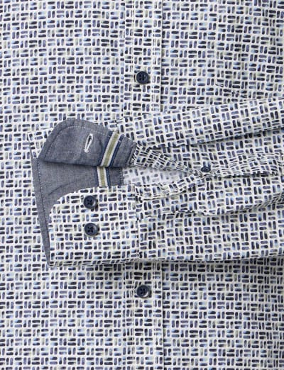 casual overhemd Casa Moda Casual Fit donkerblauw geprint