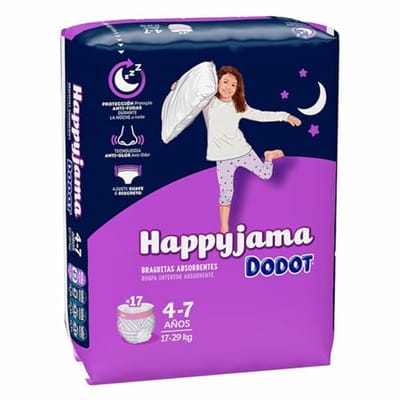 Luiers voor Meisjes 4-7 Jaar, Absorberende Happyjama Slips met Nachtlekbescherming, 17 Stuk, 17-29 kg
