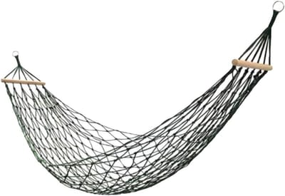 Hangmat - Nylon touw - Buiten ontspannen - Met houten stokken - 270 x 110 cm - Groen