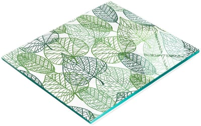 Glazen plank met decoratieve print van groene bladeren, 60x52 cm