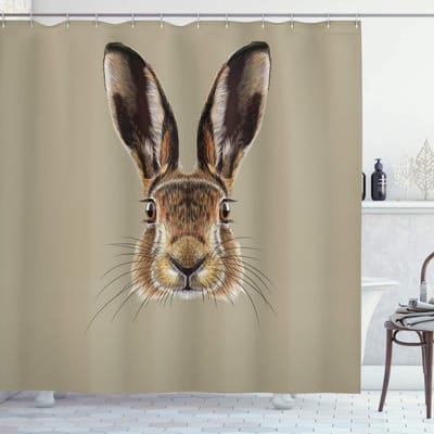 ABAKUHAUS Douchescherm Haas – Sepia Bruin, 175x180 cm, Polyester – waterafstotend, 12 haken inbegrepen