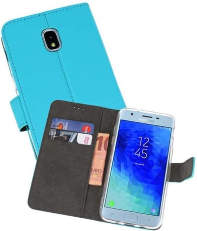 Booktype Telefoonhoesjes - Bookcase Hoesje - Wallet Case - Geschikt voor Samsung Galaxy J3 2018 - Blauw