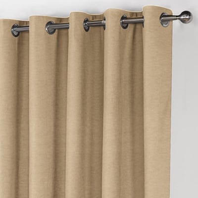 Maroyathome LEMONI - Gordijn - Verduisterend - met Ringen - kant en klaar - 300 x 260 cm - 300 cm breedte en 260 cm lengte - Beige - 1 Stuk