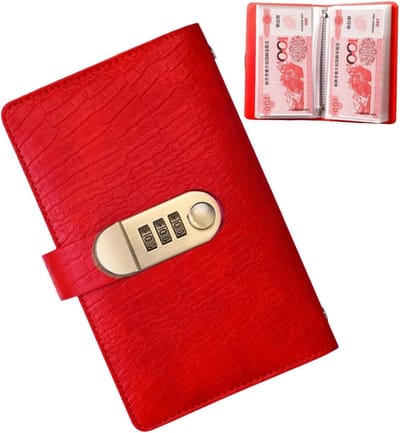 Spaarpot Boek - Budget Planner - Geld Besparen - Combinatieslot - 100 Pagina's - Rood