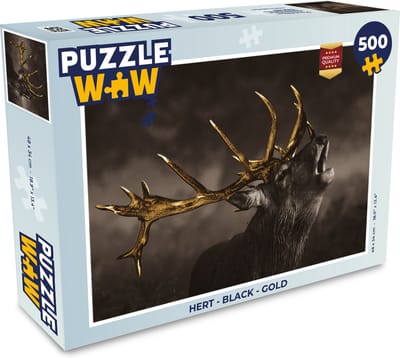 Puzzel Hert - Black - Gold - Legpuzzel - Puzzel 500 stukjes