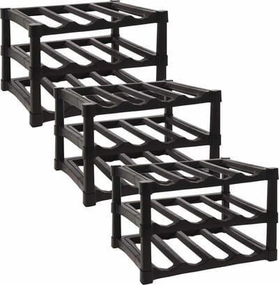 Excellent Houseware Wijnrek / flessenrek - Zwart - Kunststof - 39 x 30 x 25 cm - voor 36x flessen