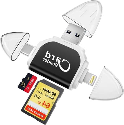 Universele 4-in-1 SD/Micro SD Kaartlezer - Snelle Multi-Port voor Android Telefoon, Laptop en Camera met Hoge Overdrachtsnelheid