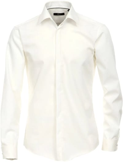 VENTI modern fit smoking overhemd - mouwlengte 72 cm - popeline - beige - Strijkvriendelijk - Boordmaat: 44