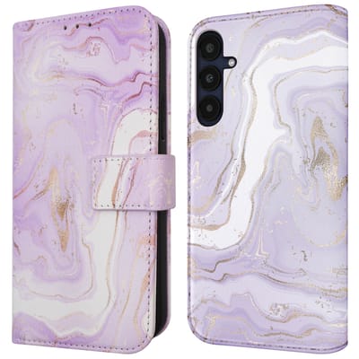 imoshion Hoesje - Geschikt voor Samsung Galaxy A25 (5G) - Design Bookcase smartphone - Purple Marble