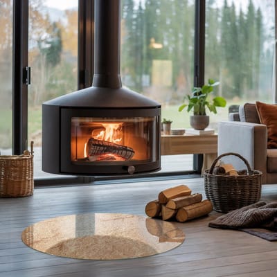 Coloray Vloerplaat Houtkachel - Vloerplaat voor Houtkachel - 80 cm x 80 cm - Vloerplaat Open Haard - Beige Vloerplaat Kachel - Plaat Kachel - Plaat voor Onder Kachel - Kachel Vloerplaat - Onderplaat