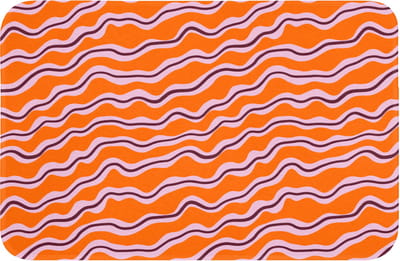 Badmat 60x40 cm - Antislip - Retro - Golvend - Oranje - Badmatten voor badkamer - Badkamermat - Douchemat - Badkamer mat