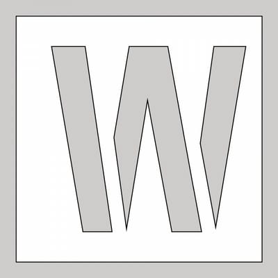Spuitsjabloon letter W - dibond 500 x 500 mm