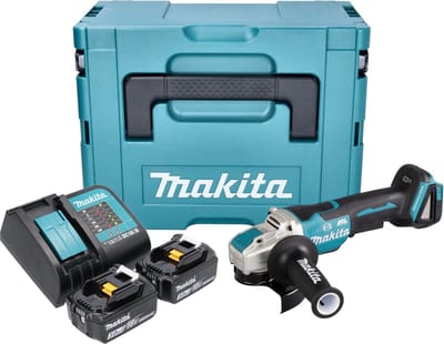 Makita DGA 520 SFJX1 accu haakse slijper 18 V 125 mm X-LOCK Brushless + 2x accu 3.0 Ah + lader + Makpac