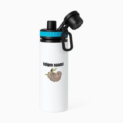 Hacebo® - luiaard met eigen naam waterfles met draaidop blauw - Luiaard - luiaard liefhebbers - iemand die houdt van luiaards - verjaardag - cadeau - kado - water fles - 850ML