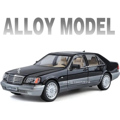 1:Schaal 24 W140 300Sel 320Sel Auto Speelgoedmodellen Legering Diecast Geluid Licht Deuren Geopend Terugtrekken Schokabsorptie Voor Jongens Cadeaus gray