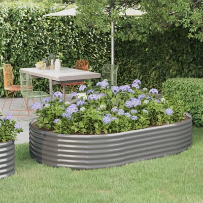 vidaXL - Plantenbak - 214x140x36 - cm - gegalvaniseerd - staal - grijs