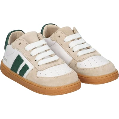 Shoesme Wit-Groen Sneakertje - Sneakers Kinderen - Jongens - Beige Green - Suède - Maat 20