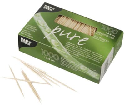 PAPSTAR tandenstokers hout rond 65mm 300 stuks