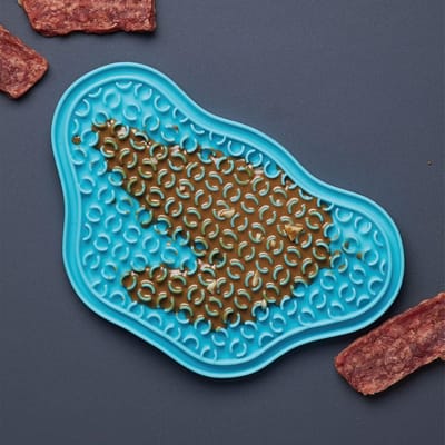 Famanu – Antislip likmat voor honden en katten - angstverlichting - duurzaam TPE - zuignapgreep - vaatwasmachinebestendig - blauw