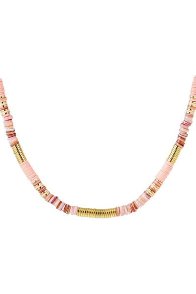 Ketting verschillende kralen Roze polymer clay
