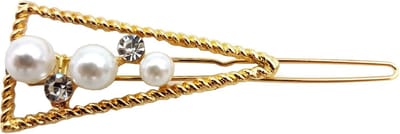 Haarsoires Haarspeld Haarclip 4,5cm - Driehoek - Parel Strass Steentjes - Goud wit - Hair Clip - Decoratieve Haaraccessoire