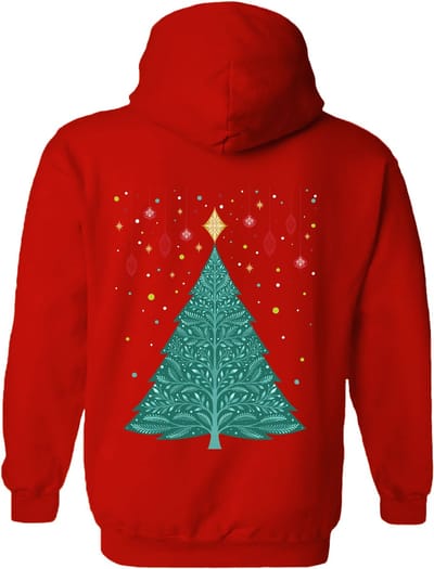 Kerstboom Christmas Night Vintage Tree The Coloured House Hoodie 5XL