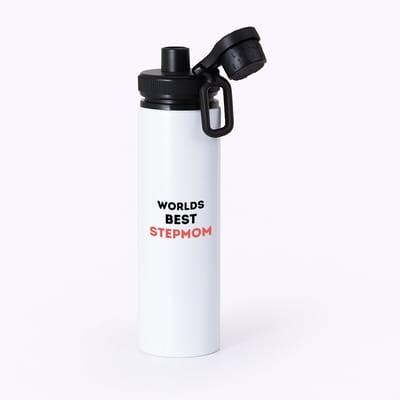 Hacebo® - worlds best stepmom waterfles met draaidop zwart - Mama - de beste stiefmoeder - Moeder cadeautjes - moederdag - verjaardagscadeau - verjaardag - cadeau - geschenk - kado - gift - moeder artikelen - water fles - 850ML