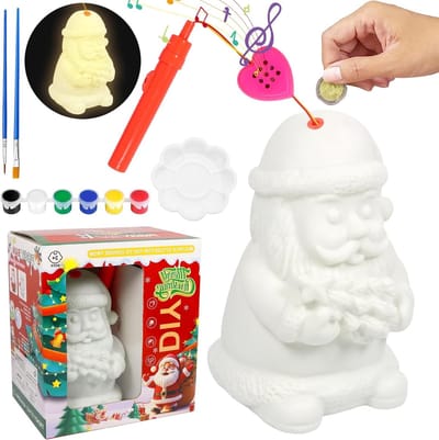 DIY Santa Spaarpot, 3D Spaarpot voor Kinderen, Creatieve Schilderset, Leuk Speelgoed voor Feestjes, Perfect voor Kerst en Verjaardagen