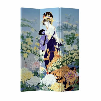 Fine Asianliving Kamerscherm Scheidingswand B120xH180cm 3 Panelen Japanse Geisha