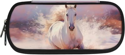 Schattige potloodcase voor kinderen en tieners met paardenprint - compacte penhouder voor school en studie