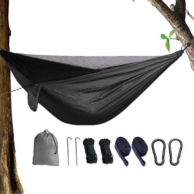 Camping Hangmat - Reishangmat Vliegennet - Buiten Ontspannen - Ademend Gaas - 270x140cm - Zwart