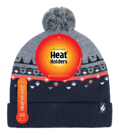Heat Holders - Gebreide Pom Pom-muts voor heren voor de winter - Kiezelgrijs