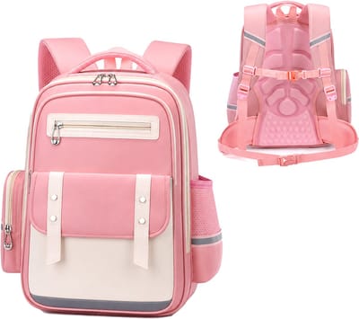 Schooltas voor Basisschoolleerlingen - Gewichtsverlagende Kinderrugzak - Grote Capaciteit voor Jongens & Meisjes - Roze - 1 Stuk