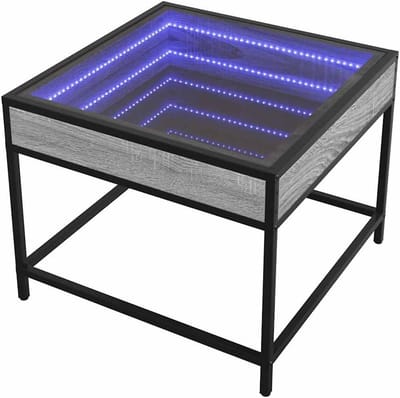 Salontafel met LED - Bijzettafel Woonkamer - Sfeerverlichting Creëren - Infinity Spiegel Effect - 50x50x41 cm - Sonoma Eikenkleur