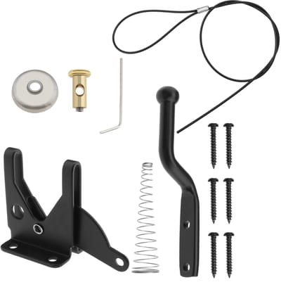 Dailygoods- Zelfsluitende Klink Zwaartekracht - Koolstofstaal - Zwart - Inclusief Montage Accessoires - Voor Houten/Vinyl Deuren - Schokbestendig - Tuindeurslot
