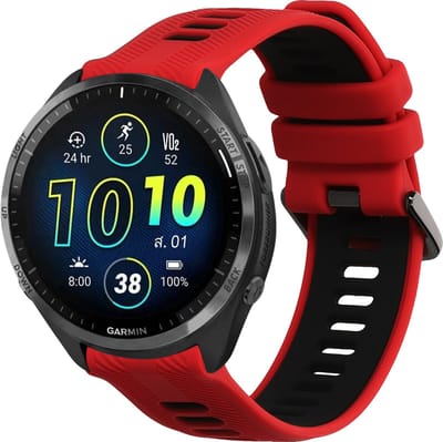 kwmobile horlogebandje geschikt voor Garmin Forerunner 965 / 955 / 945 / 745 polsband - Smartwatch bandje van TPU - Activity tracker horloge band in rood / zwart