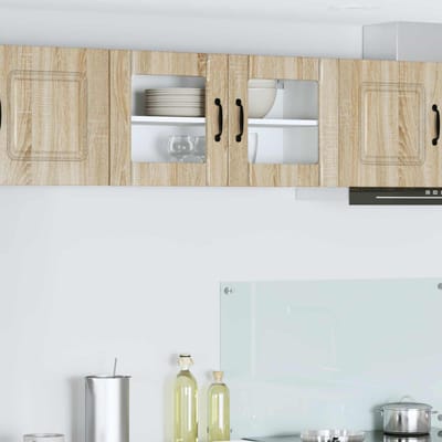 vidaXL - Wandglas - Kasten - LUCCA - Sonoma - Eiken - 80 - x - 31 - x - 40 - cm - Bewerkt - hout
