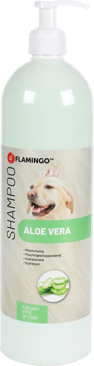 Hondenshampoo Aloë Vera – 1L – hydraterende shampoo voor elk vachttype – verzorgende hondenverzorging – Flamingo
