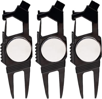 BOXOB 3Pcs 7-in-1 Golf Turf Repair Tools Tools Divots with Magnetic Ball Marker Bottle Opener Groove Cleaner Club Holder Golf Accessories for Men and Women