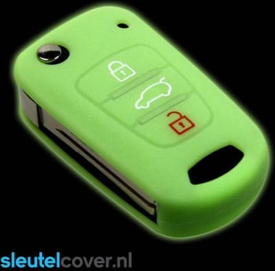 Autosleutel Hoesje geschikt voor Hyundai - SleutelCover - Silicone Autosleutel Cover - Sleutelhoesje Glow in the dark / Lichtgevend