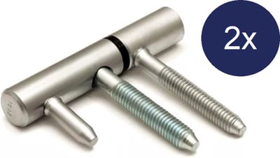 Inboorpaumelle - Mat Chroom - 14mm - Voor Houten Kozijn - 2 Stuks