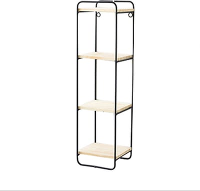 Caryota Wandrek Rechthoekig - Wanddecoratie - 4 Lagen - Zwart - 49.5 x 13.5 x 12 cm - Metaal