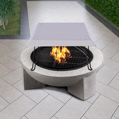 Vuurkorf Hitteafdekker - Vierkante Vuurplaats Deksel - Buiten Terras Bescherming - Uitklapbare Poten - 635 x 635 cm - Zilver