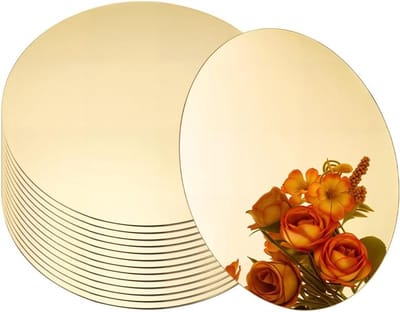 Thijox - 14 Stuks Goudkleurige Ronde Acrylspiegels 10 cm - Zelfklevende Spiegelkaarsenplaten voor Tafelopzetstukken, Bruiloft, Feest, Wanddecoraties