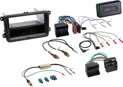 2-DIN Kit met aflegvak Skoda/VW Zwart