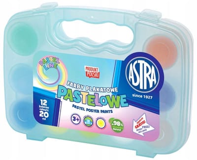 Astra Plakkaatverf Set 12x20ml Pastelkleuren in Koffer met Penseel