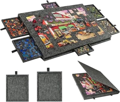 Kantelbare Puzzeltafel - Puzzelplank met Laden - Ontspannen Puzzelen - 2-in-1 Standaard Hoes - 1000 Stukjes - Zwart