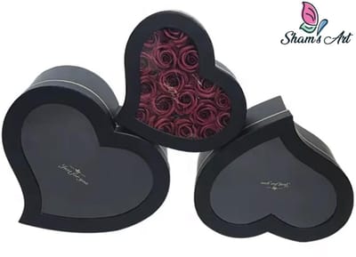 Luxe Hartvormige Doos met Transparant Deksel - S: 24.5x21x10cm - Zwart - Cadeaudoos - Geschenkdoos
